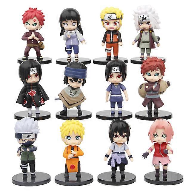 12pc Naruto Figure Toys Uzumaki Naruto Uchiha Sasuke Hatake Kakashi Orochimaru Sakura Anime Model Doll 7cm