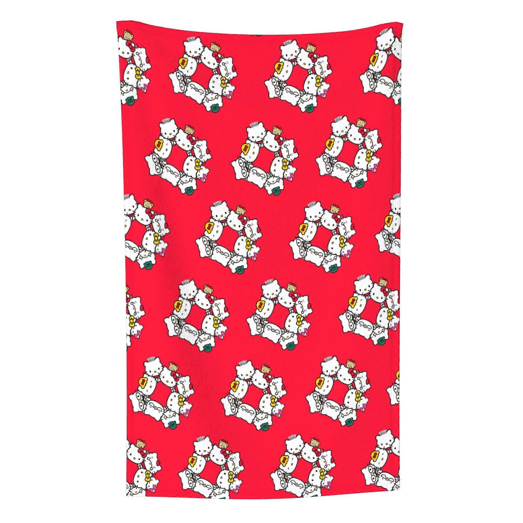 Hello Kitty Pattern Lightweight Soft Flannel Blanket Suitable for Cat Lovers Sofa Living Room Comfortable Plush Blanket 32x48in (Vertical)