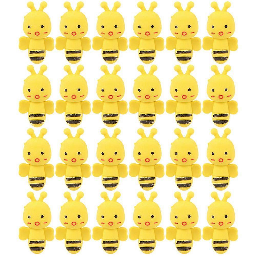 36Pcs Stationery Rubbers Simulation Bee Erasers  Portable Erasers Multi-function Pencil Erasers