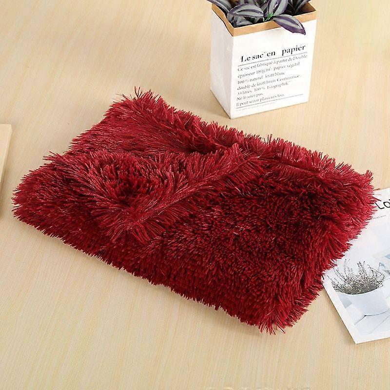 Plush Cat Dog Bed Blankets Warm Pet Mat Sleeping Bed Kitten Nest Pad Puppy Rug 6-red