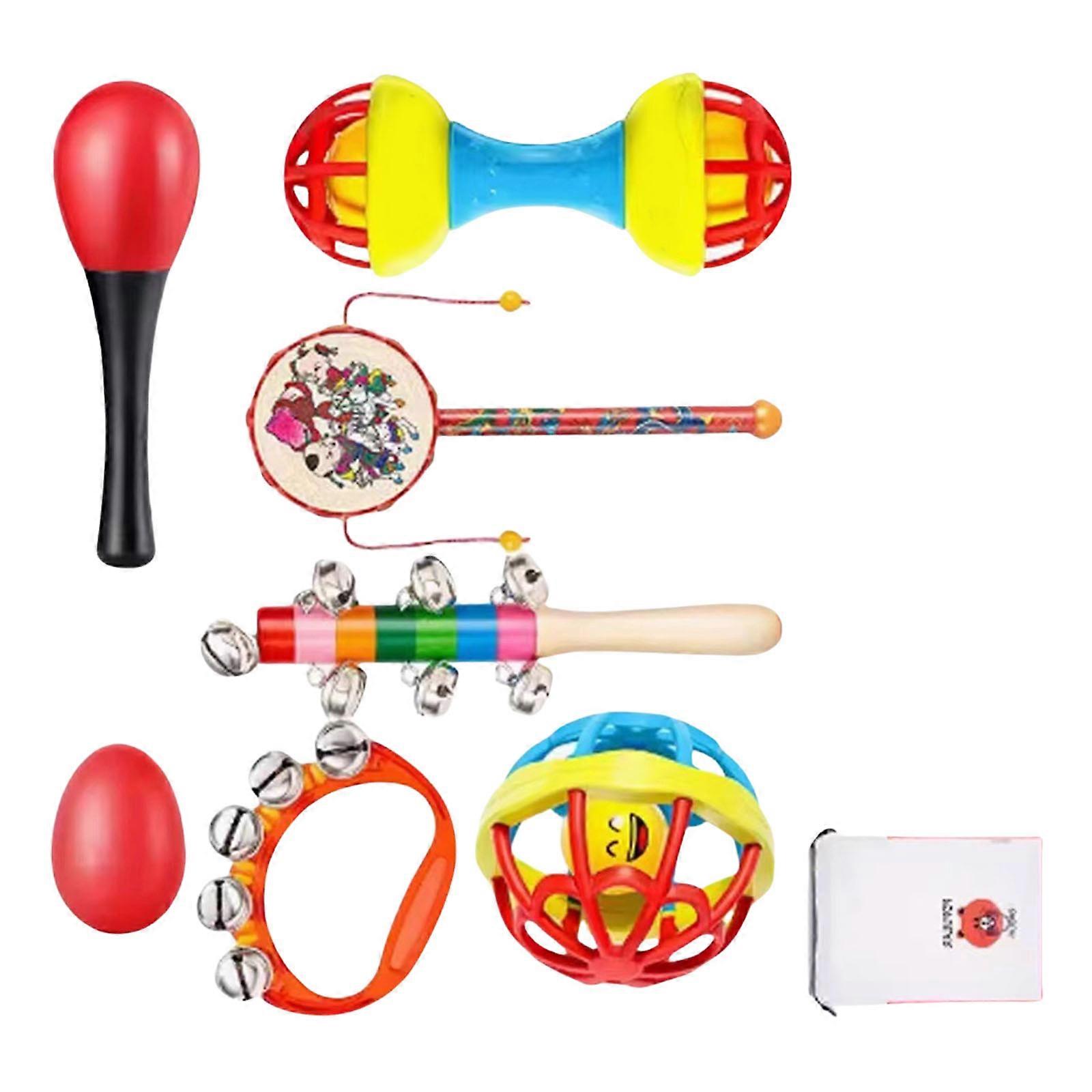 Interactive Baby Development Toy Natural Sand Hammer Musical Rattle Percussion Toy for Sensory Auditory Stimulation Multicolor