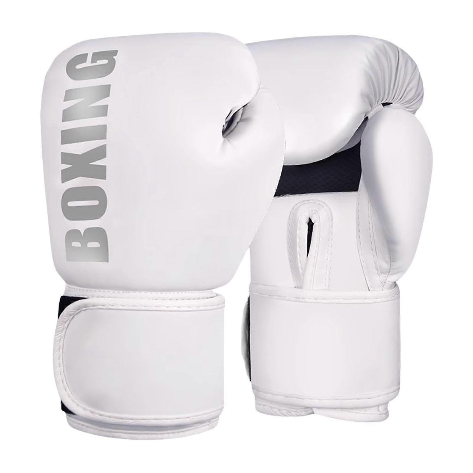 قفازات التدريب القتال قفازات الملاكمة قفازات حقيبة ثقيلة قفازات اللكم قفازات MMA قفازات كيك بوكسينغ للرياضة 6 8 10 12 أوقية فضة بيضاء
