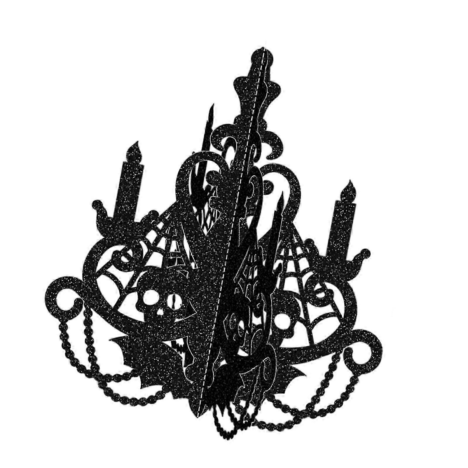 Foldable Halloween Candlestick Ornament 3D Paper Craft Design Chandelier Silhouettes For Table Wall Display Prmament 35cm