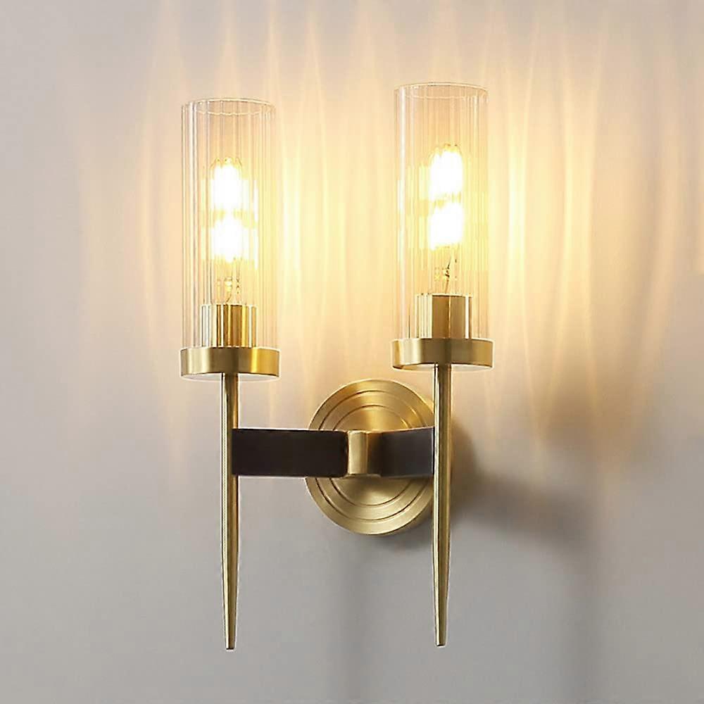 Modern Glass Wall Copper Wall Mount Single Sconce Bedside Wall Light Glass Shade E27 Socket Hardwired Model A2A