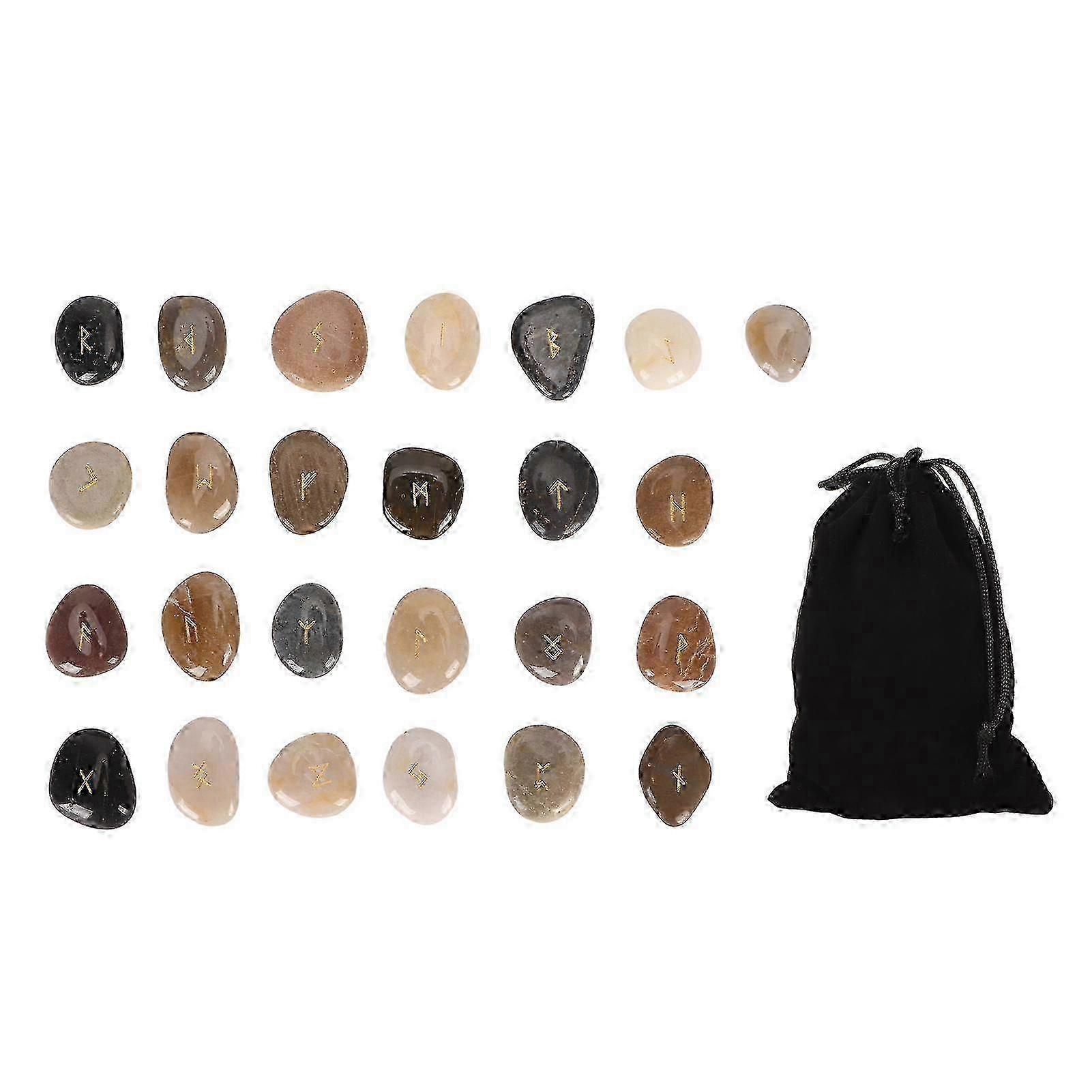 25pcs Rune Stones Set Good Luck Elimination of Negativity Lightweight Divination Tools for Housewarming Meditation
