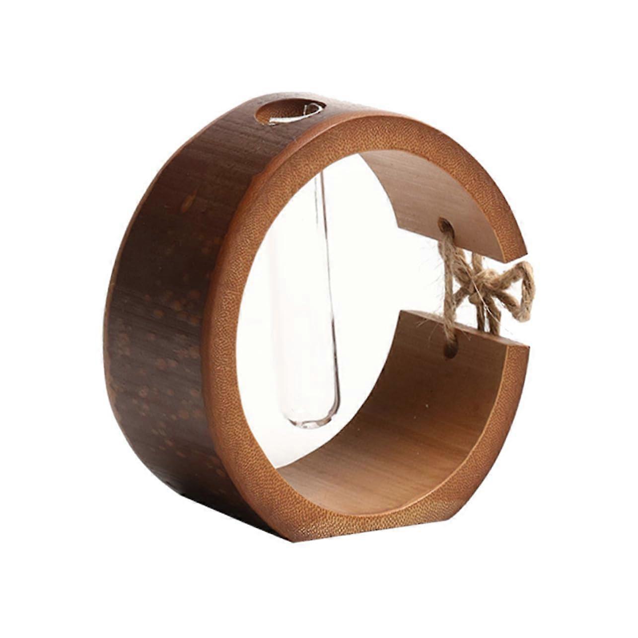 Bamboo Craft Vase Hydroponic Flower Container Handmade Natural Material Retro Style Tabletop Decoration