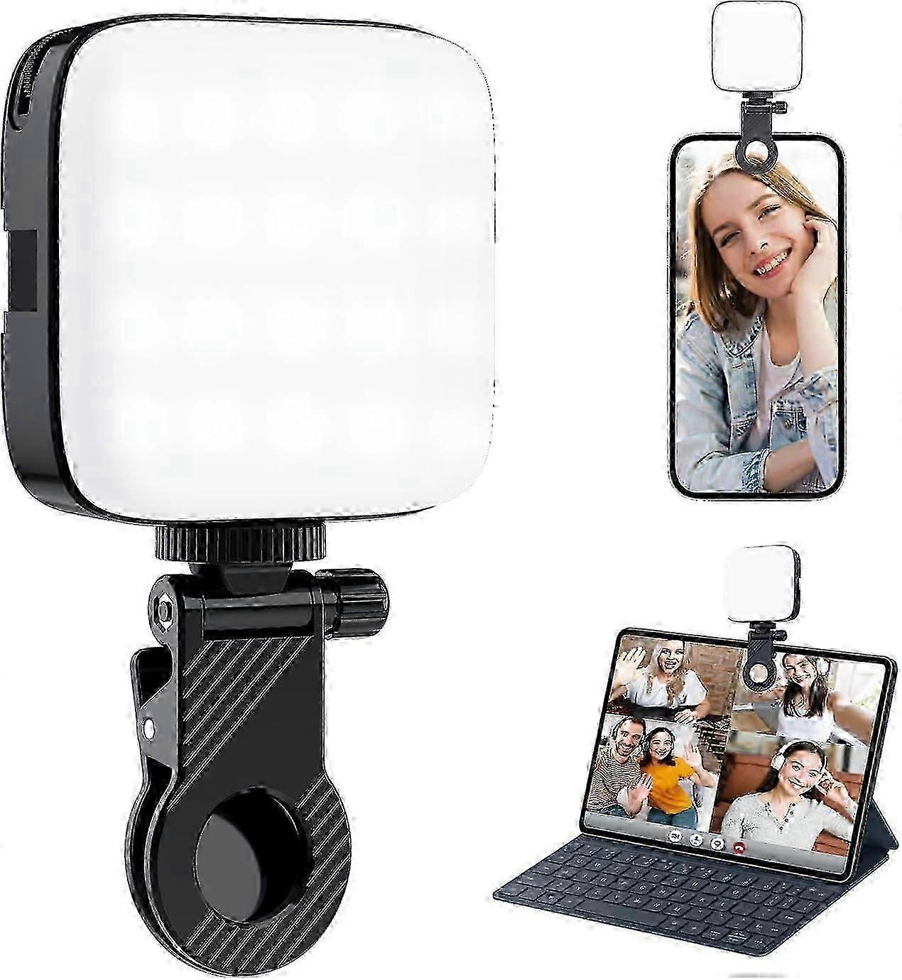 64 LED Video Light for Selfies, Dimmable Camera Light with Clip, Adjustable 3000K-9900K