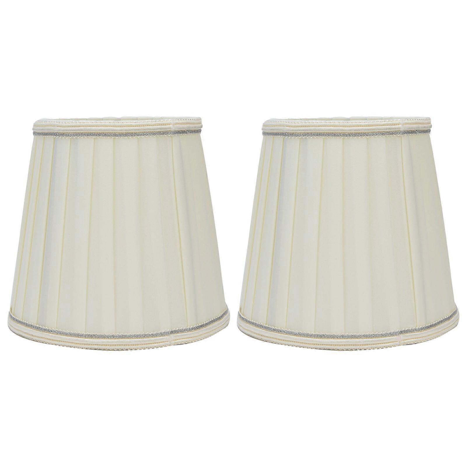 Fabric Lampshade Beige Silver Edge Craft European Style Simple Lamp Shade for E14 Screw Candlestick