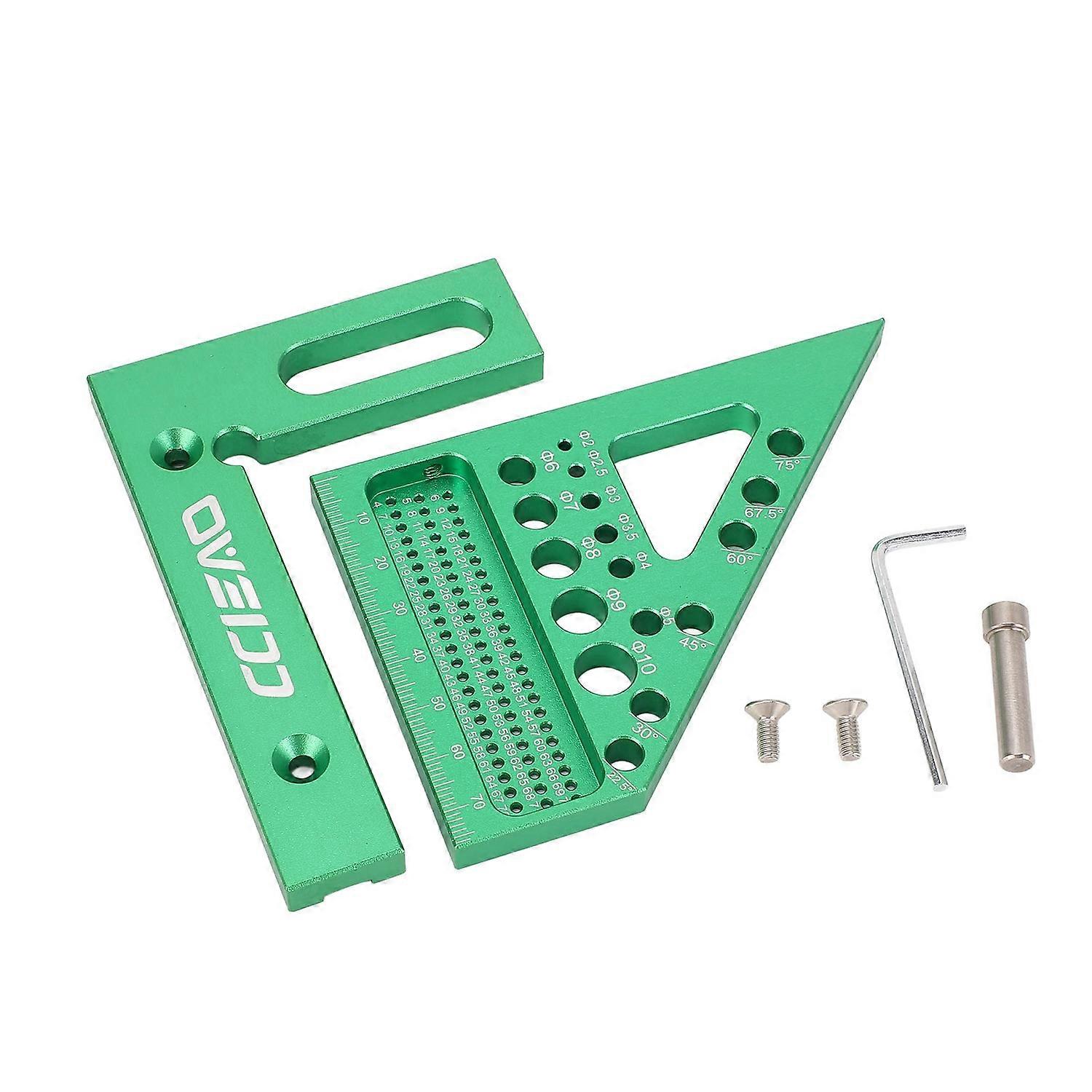 3D Multi Angle Measuring Ruler Green Metric Scale Multifunctional Woodworking Square with Positionin