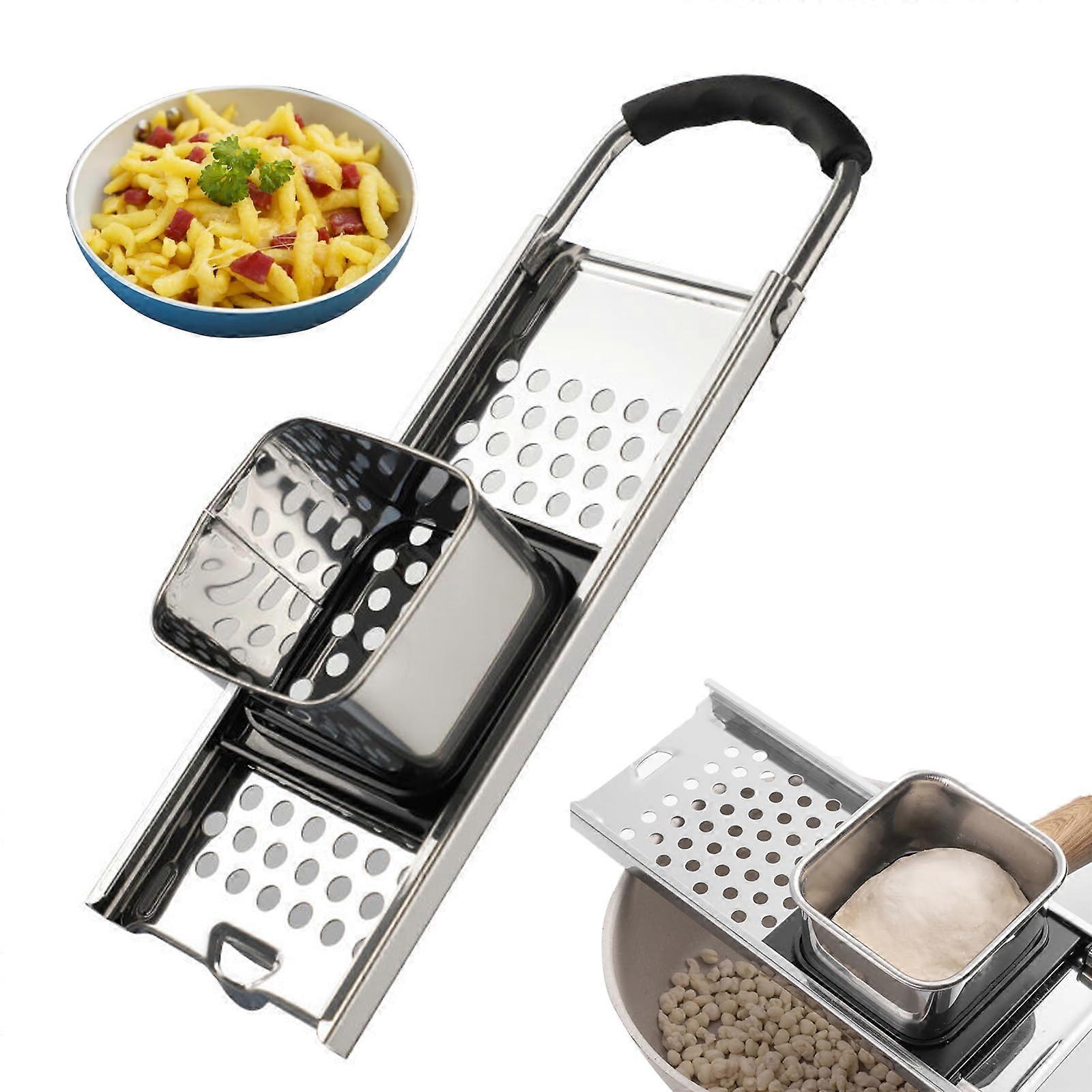 Spaetzle Maker Stainless Steel Slicer and Press with Rubber Handle for Pots up to 30cm