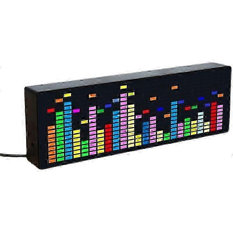 25-26 LED Music Spectrum Rhythm Lights Voice Sensor 1624 RGB Atmosphere Level Indicator with Clock Display