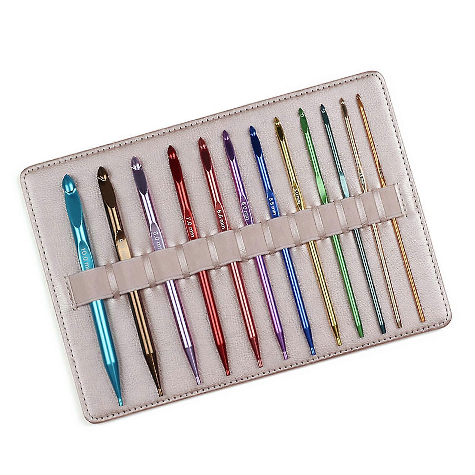 12pcs Crafting Hook Set Replaceable Head With Nonslip Grips Portable Storage For Knitting Enthusiasts Multicolor