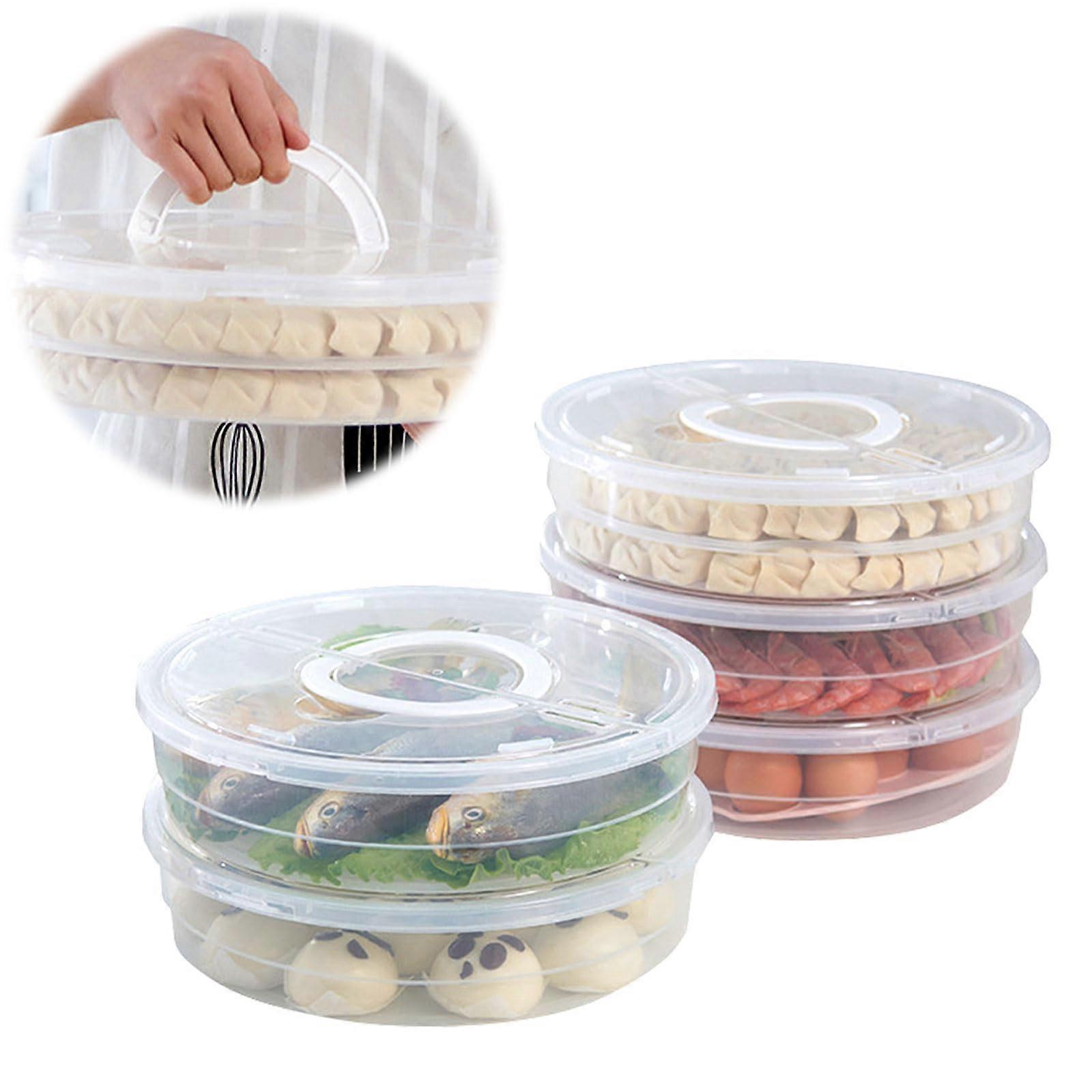 Pizza Storage Container with Lid Handle, 12 Inch Round 2Compartment Reusable Food Keeper for Cake Tortilla Pastry