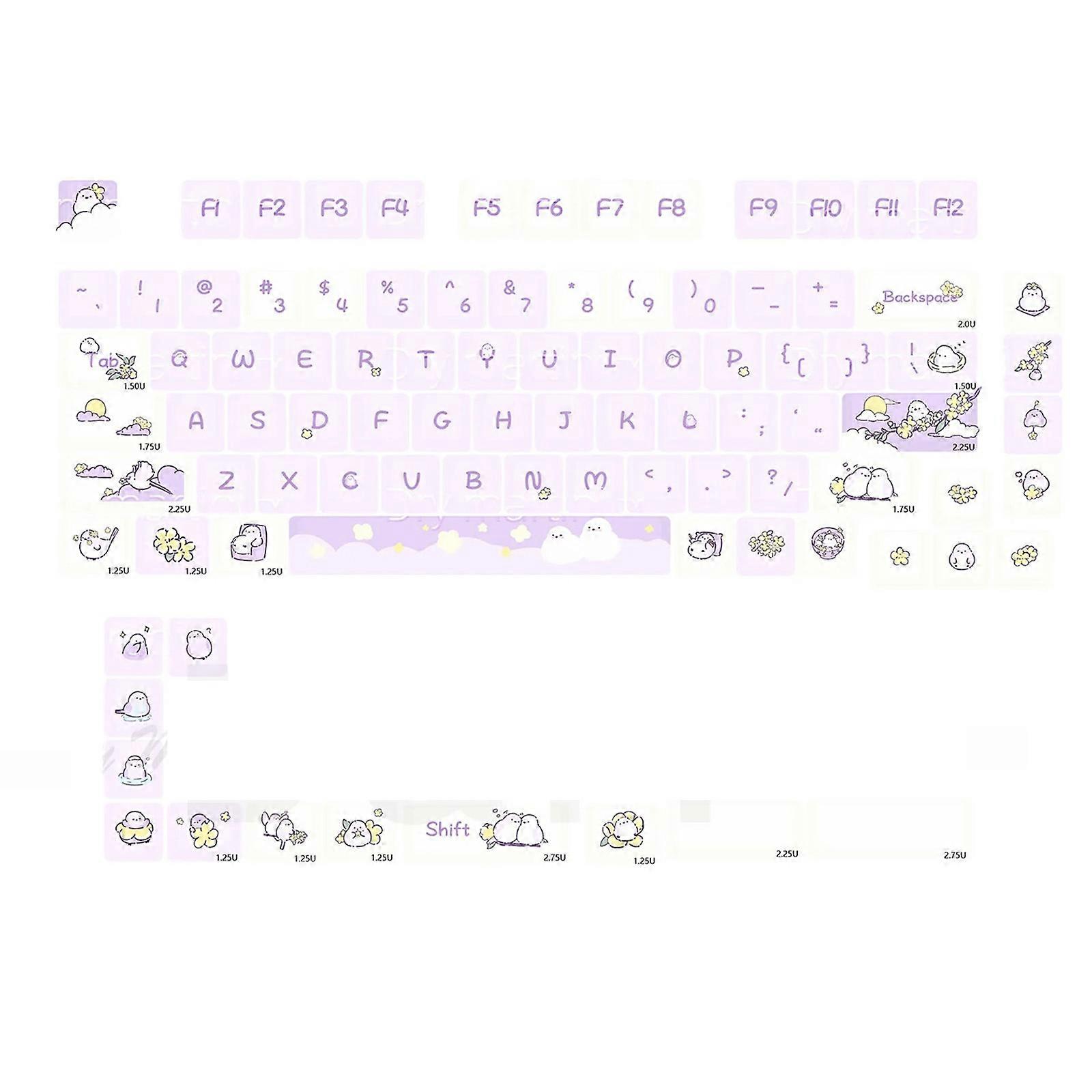Keyboards Keycaps 93PCS Fat Joo Bird Keycaps Set Cherry Profile for Mechanical Keyboards For 61/68/84/HI75 Multicolor