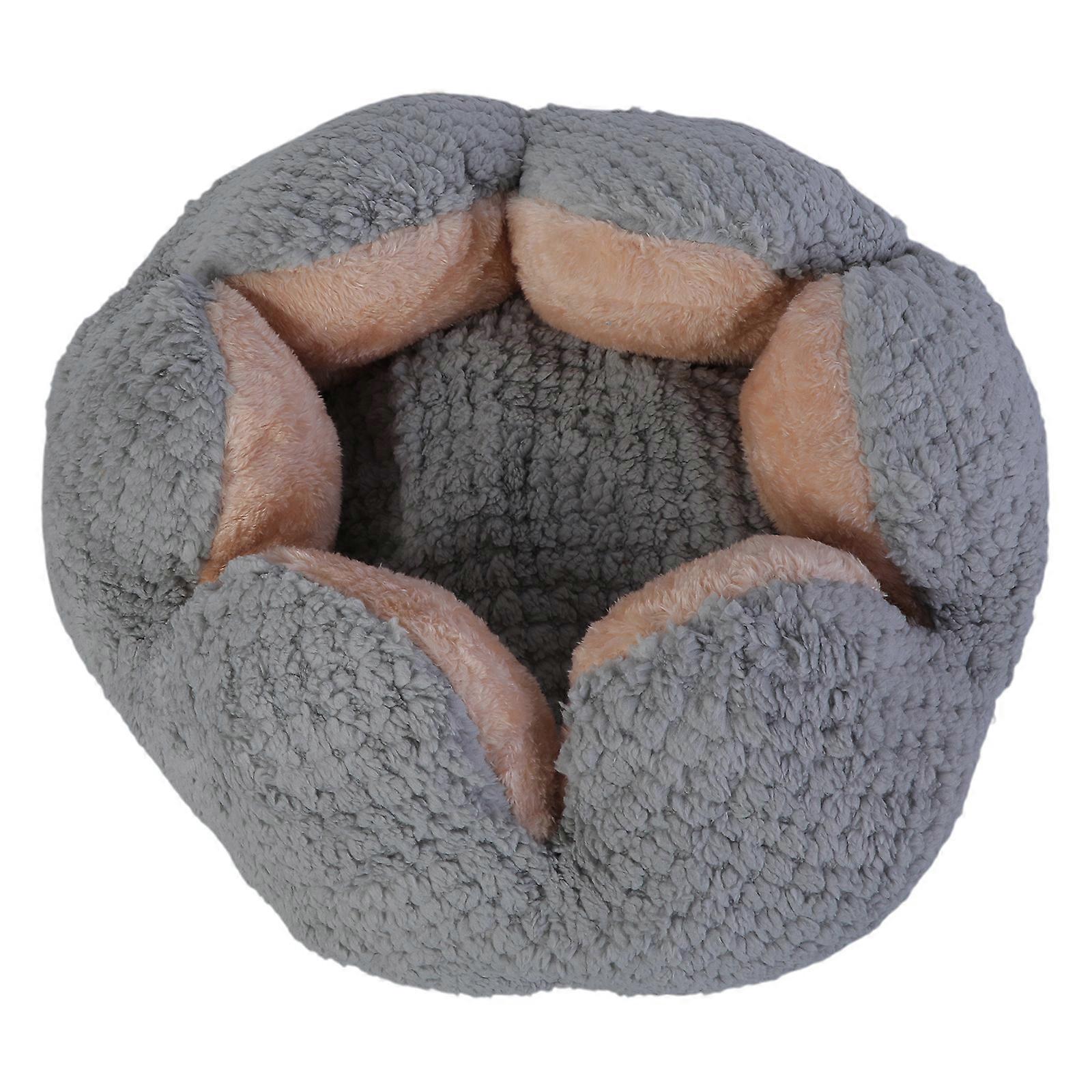 Deep Sleeping Warm in Winter Cat Bed Little Mat Basket Small Dog House Windproof Puppy Nest with Flower Designed  Gray