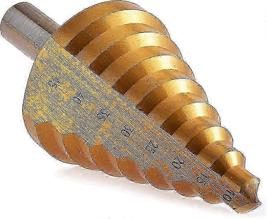 Step Drill Bit with Grooved Design, High Speed Steel for Efficient Drilling, Unique Design Ensuring Smooth Operation, 10 to 45 mm (Gold)