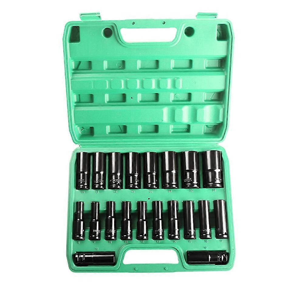 20PCS 1/2Inch Drive Socket Set Metric Deep Socket Set 6 Point Hex Design Impact Socket Set with Portable Storage Case