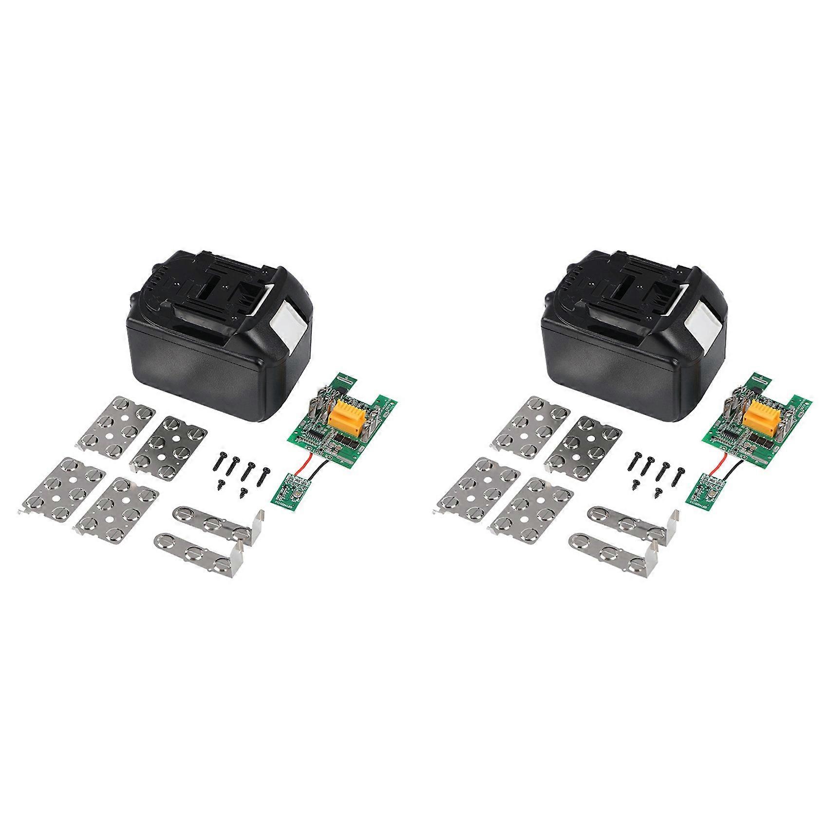 2X Li-Ion Battery Case with Lithium Battery Protective Board for Makita 15-Cell Battery Tool Battery Case Kit