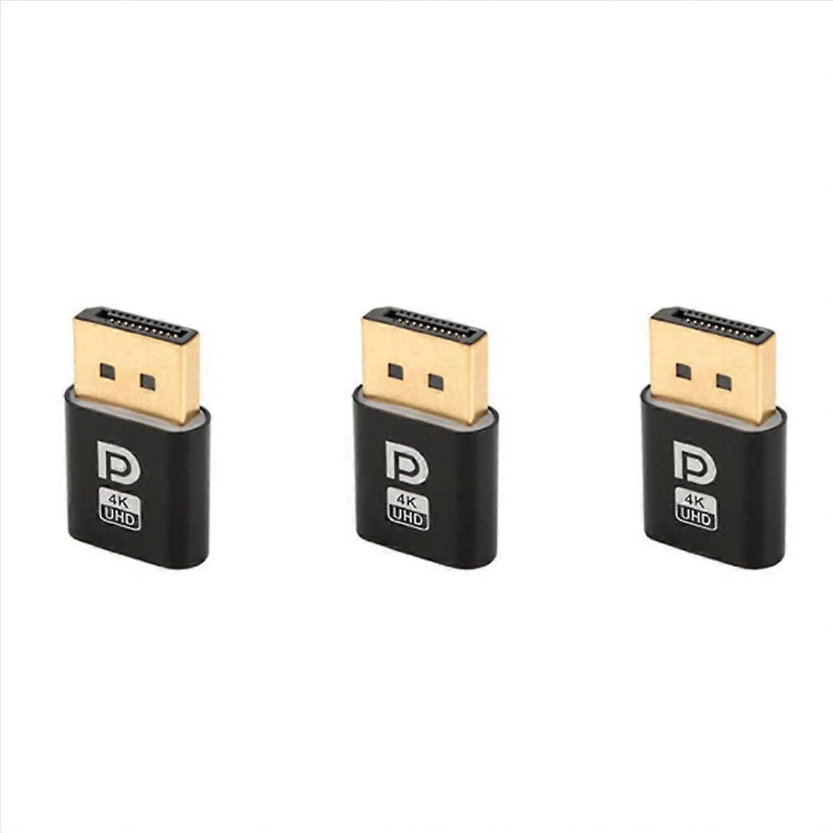 3X 4K Displayport Dummy Plug DP Display Adapter EDID Headless Ghost Emulator Desktop for PC Graphics