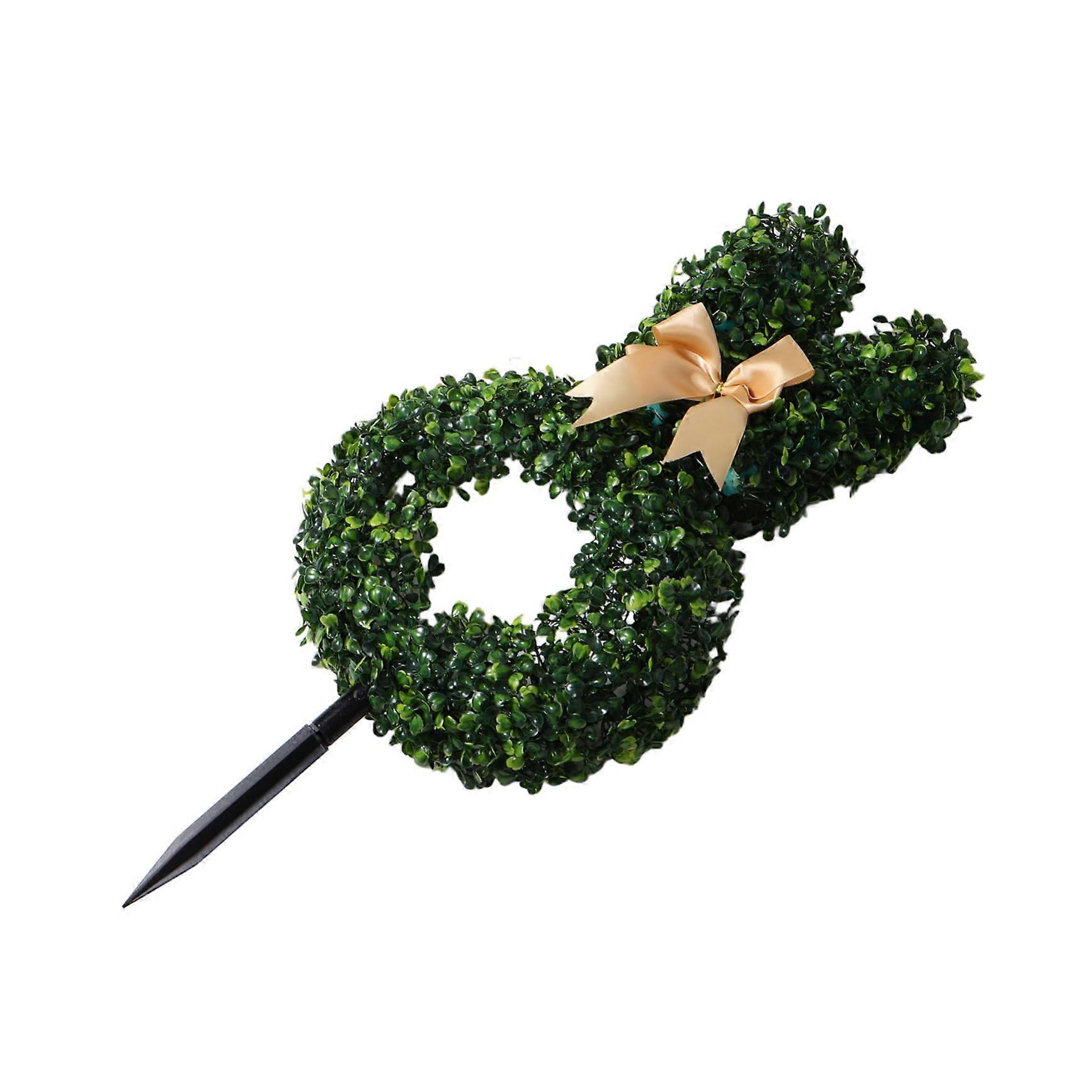 Artificial Bunny Topiary Plant with Bow for Easter Spring Home Garden Outdoor Decor