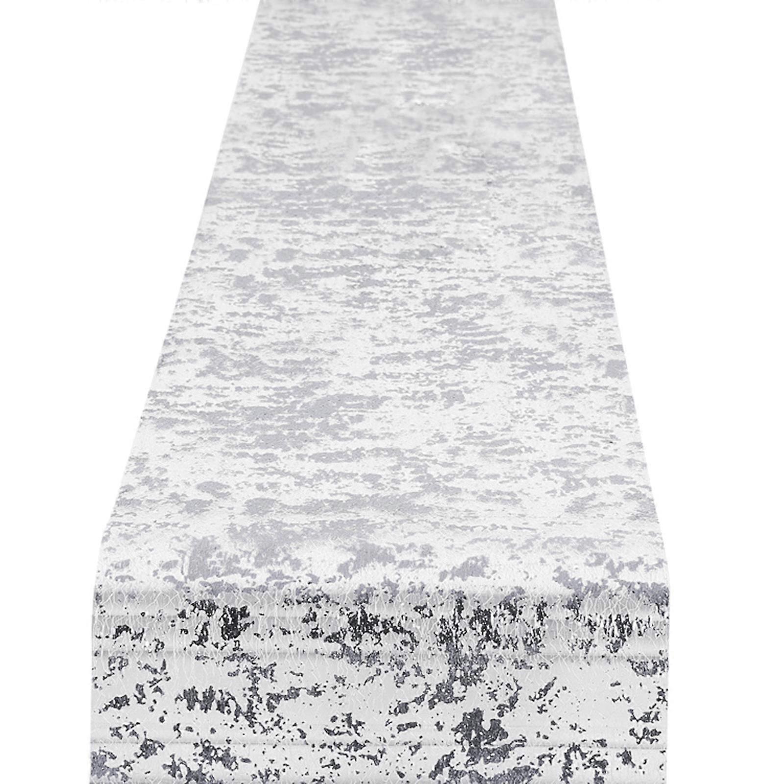 Tablecloth Shimmering Gold Table Ribbon 28CM×10M Decorative Fabric Water and Oil Repellents  Silver