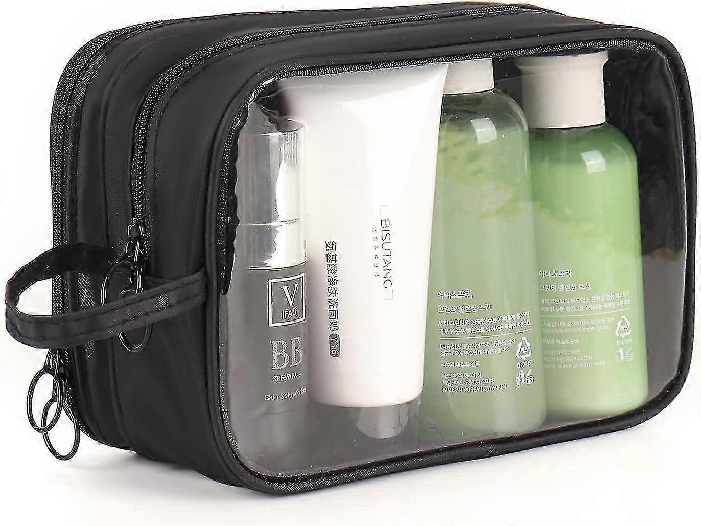 2-Layer Transparent Toiletry Bag for Travel & Makeup