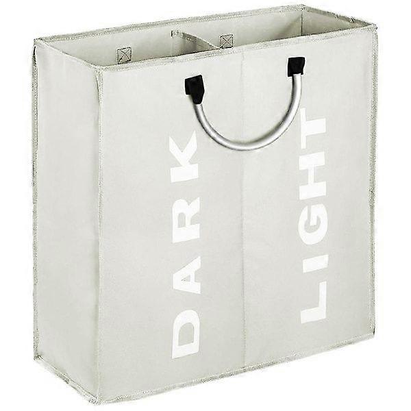 Double large laundry basket, foldable dirty laundry basket (light gray)