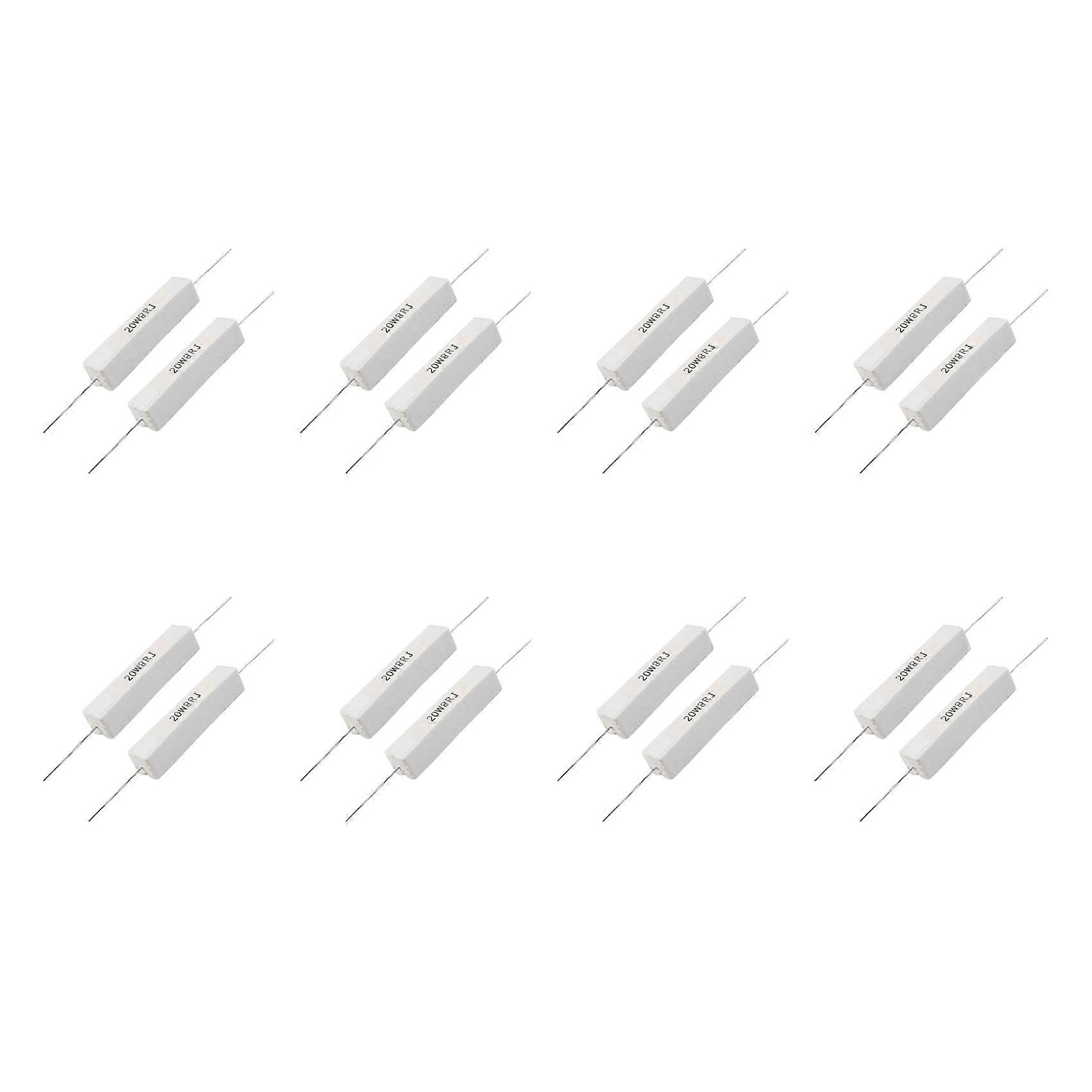 16 Pcs Wire Wound Ceramic Cement Resistor 8 Ohm 20W 5%