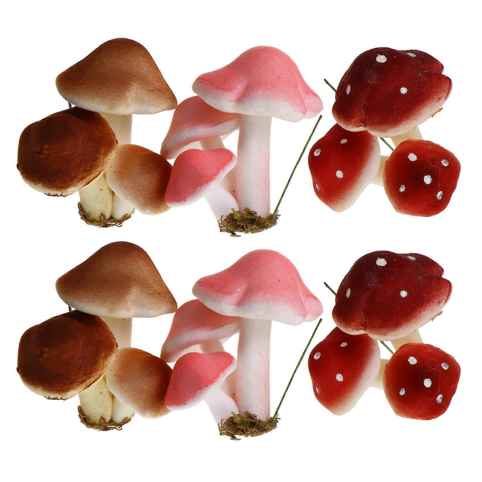 6pcs Froth Fake Mushroom Simulation Arrangement Scenes Props Assorted Color