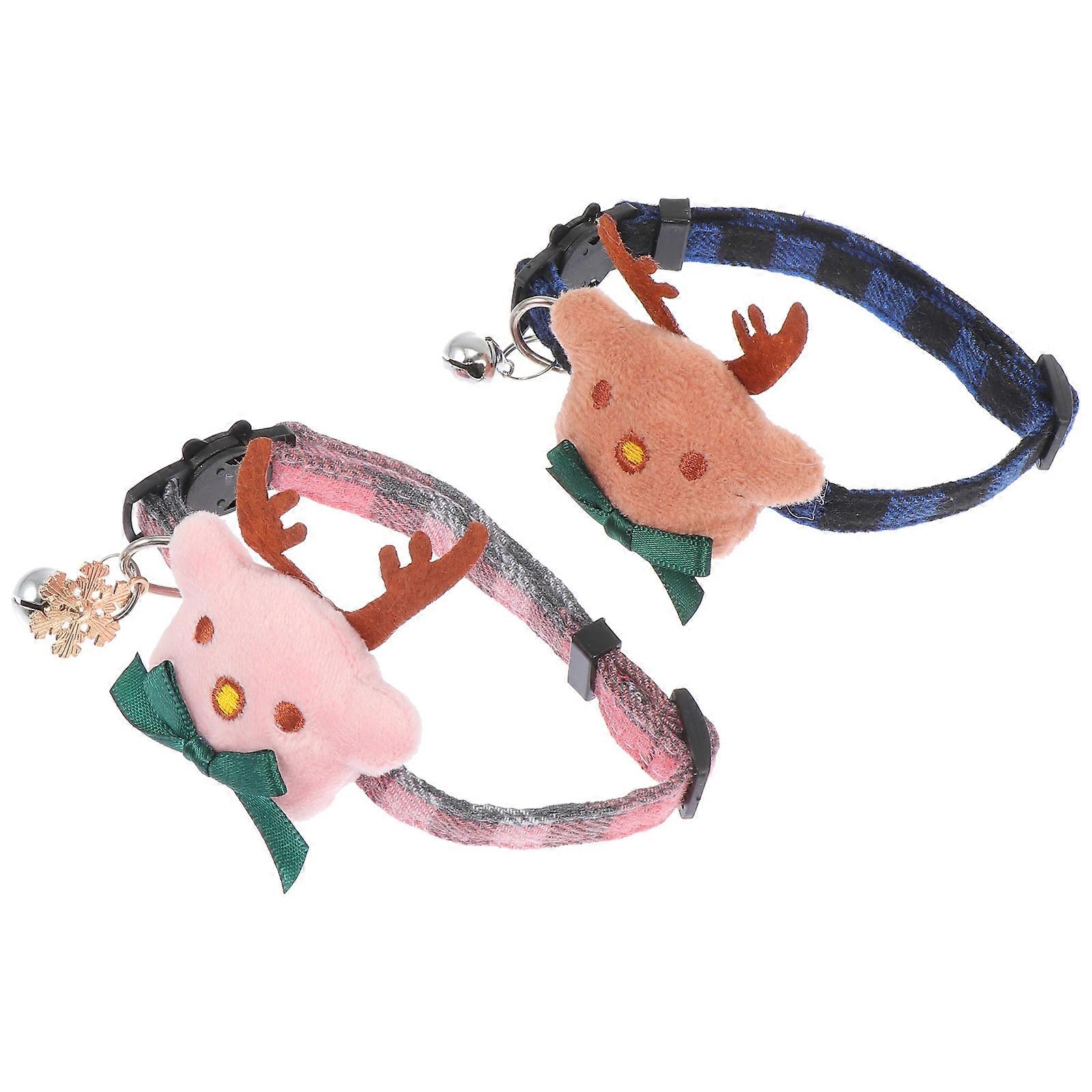 Christmas Pet Collar Adjustable Cat Dog Collars with Bowknot 4Pcs Set