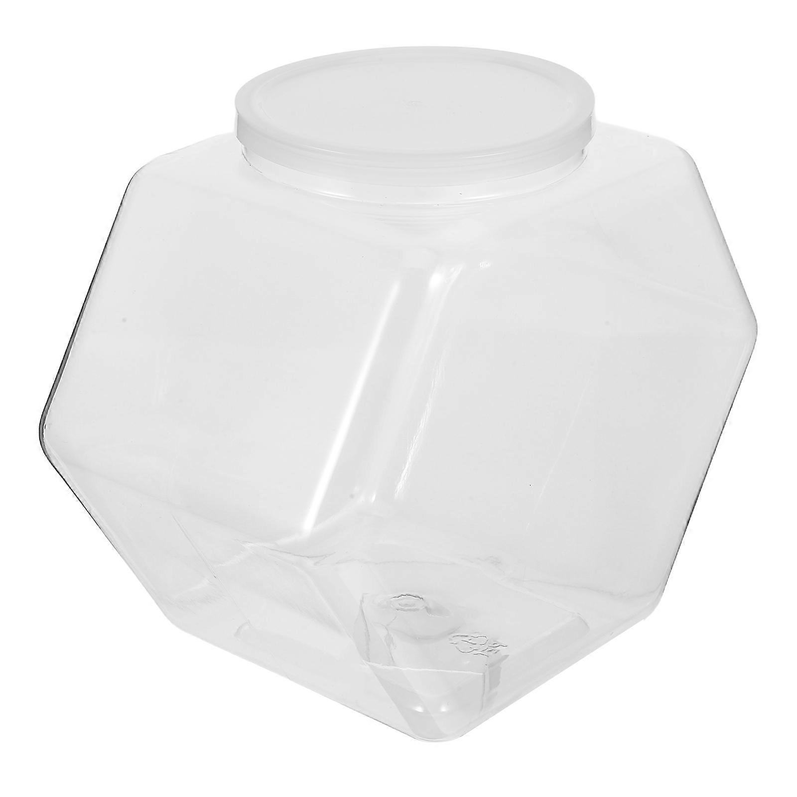 Transparent Candy Jar Plastic with Lid for Home Storage 4300Ml Hexagon