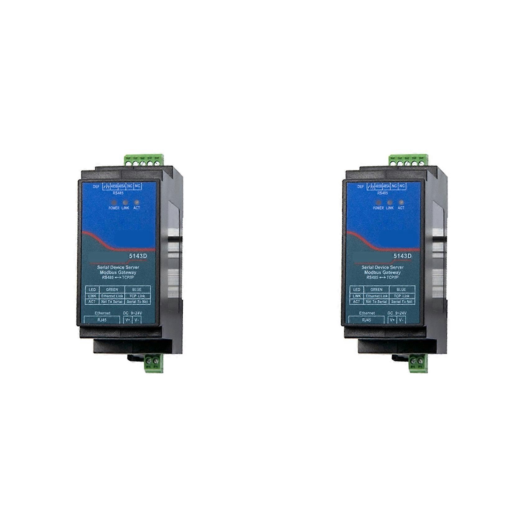 2X Din-Rail ZLAN5143D Serial Device Server Modbus Gateway RS485 From to TCP/IP DC9-24V Support Full Duplex