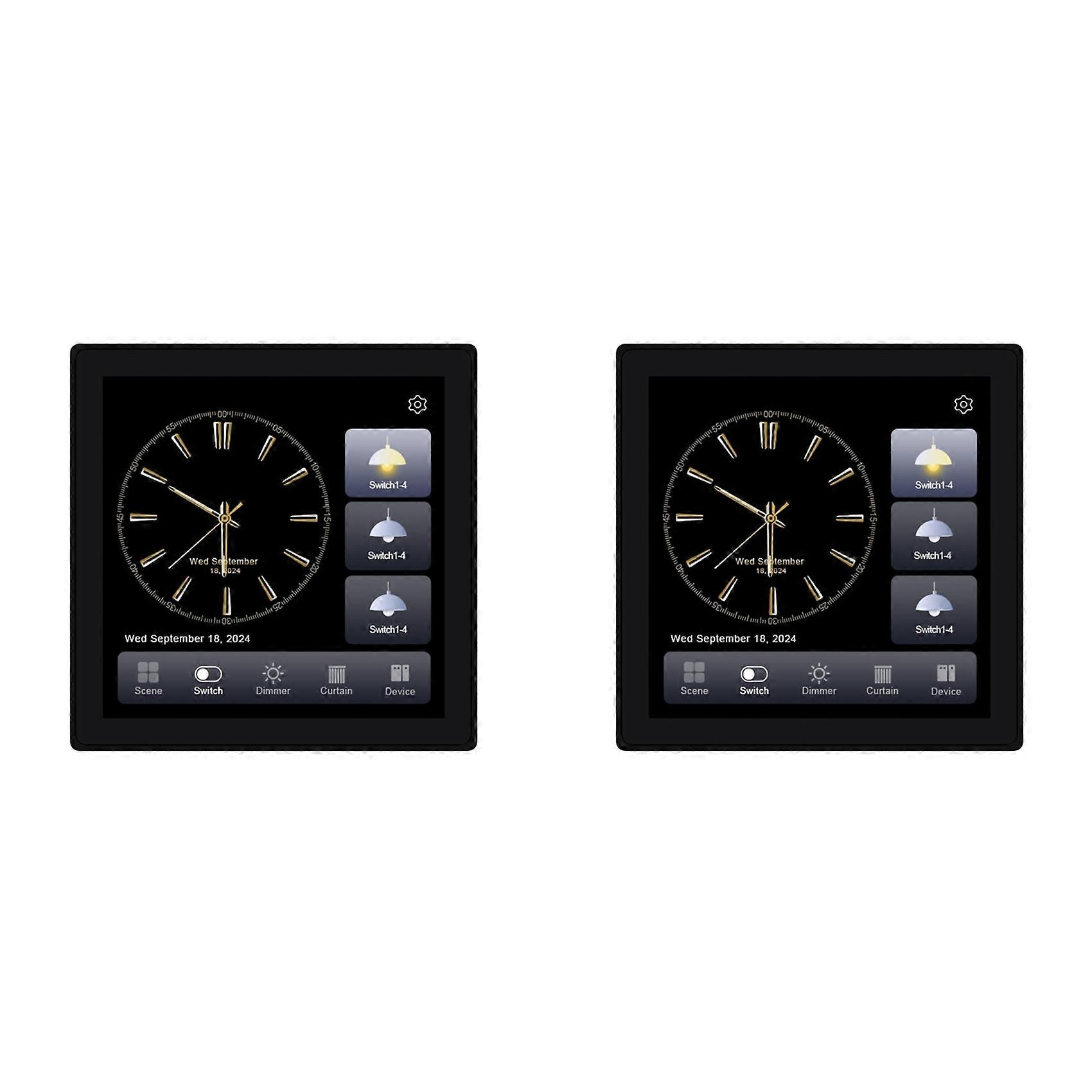 2X Tuya T3E Pro Smart Control Panel Switch Touch Screen Panel Switch Zigbee Intelligent Wall Push Light Switch Black