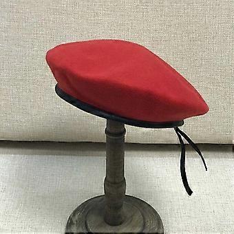 Berretto da uomo e da donna alla moda, berretto di lana britannico, berretto con finiture in pelle