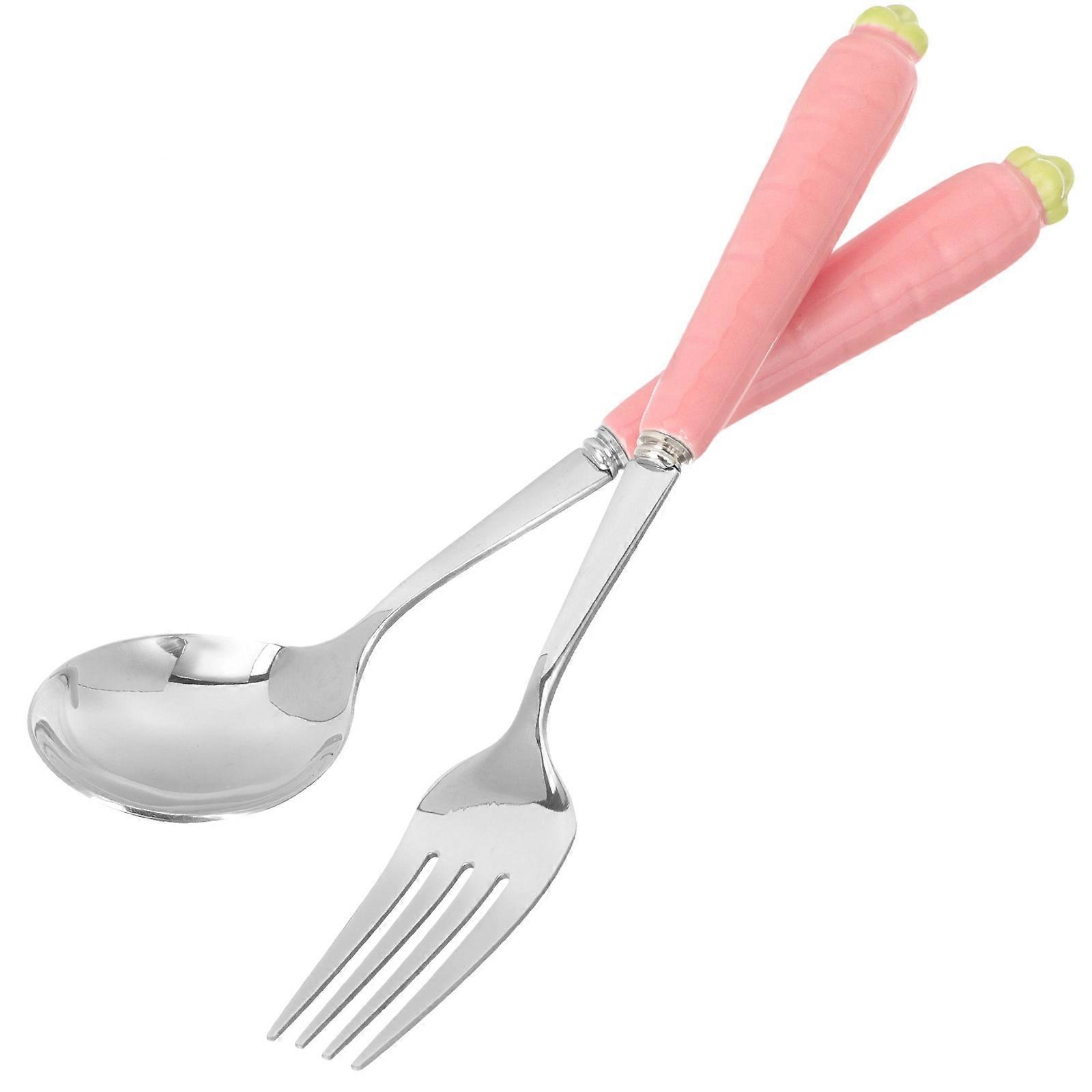 Cartoon Carrot Easter Fork Spoon Children Flatware for Party Use 6Pcs