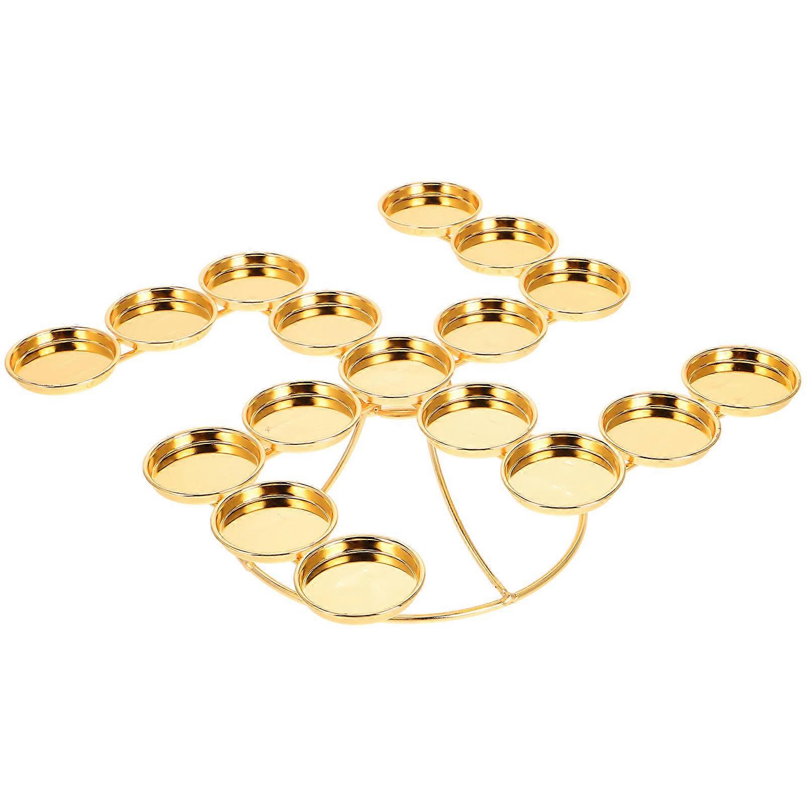 1Set Golden Buddhism Butter Lamp Holder Round Design for Temple Use