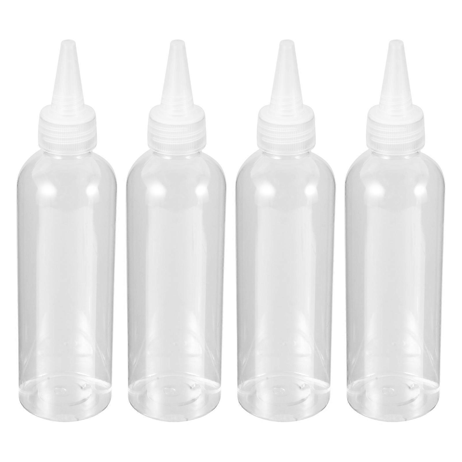 Transparent Plastic Applicator Bottles for Liquid Storage 4Pcs