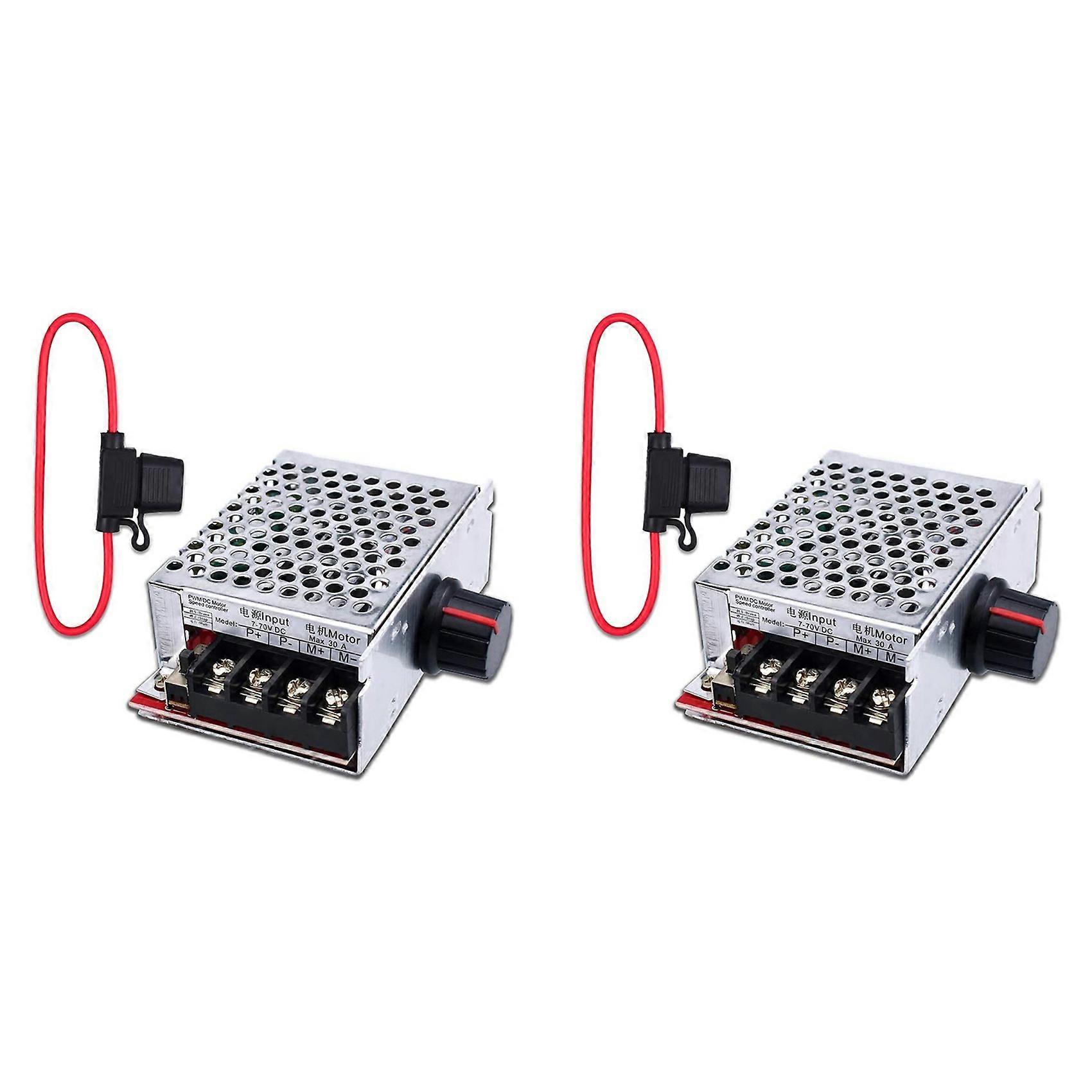 2X 7-70V 30A PWM DC Motor Speed Controller Switch Control 12V 24V 36V 48V with 30 Amp Fuse