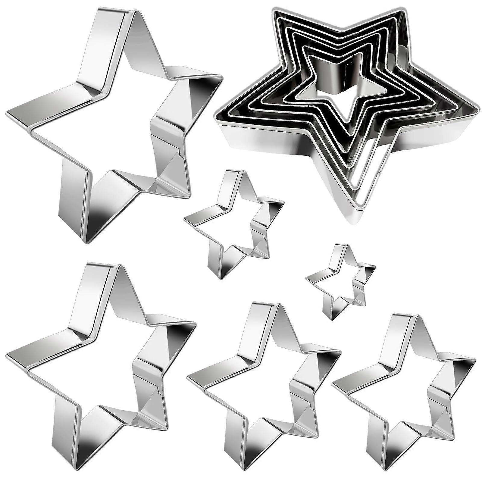 Star Cookie Cutter Set 6 Pieces Stainless Steel Multiple Size Star Shapes for Baking and Party