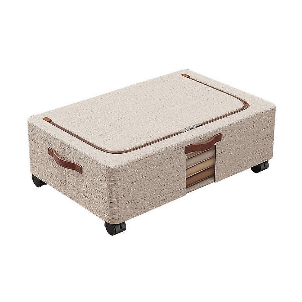 Medium Under-Bed Storage Box with Wheels Large Capacity Visible Clothes Organizer Dust-Proof Storage
