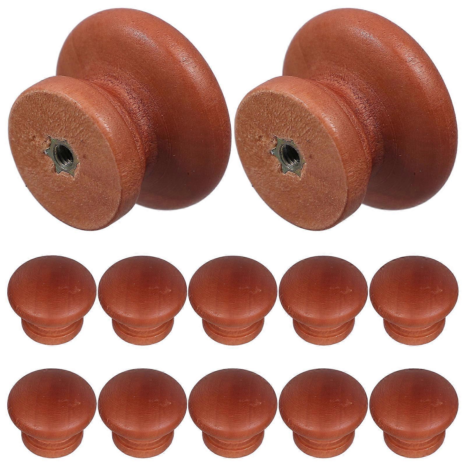 Dark Red Wooden Dresser Knobs for Drawer Handles 12Pcs Retro Drawer Pulls
