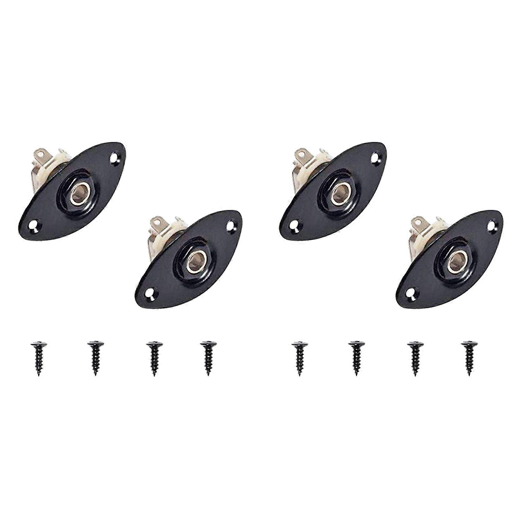 1/4Inch Oval Dented Electric Guitar Jack Output Plate Socket Jackplate,4Pack