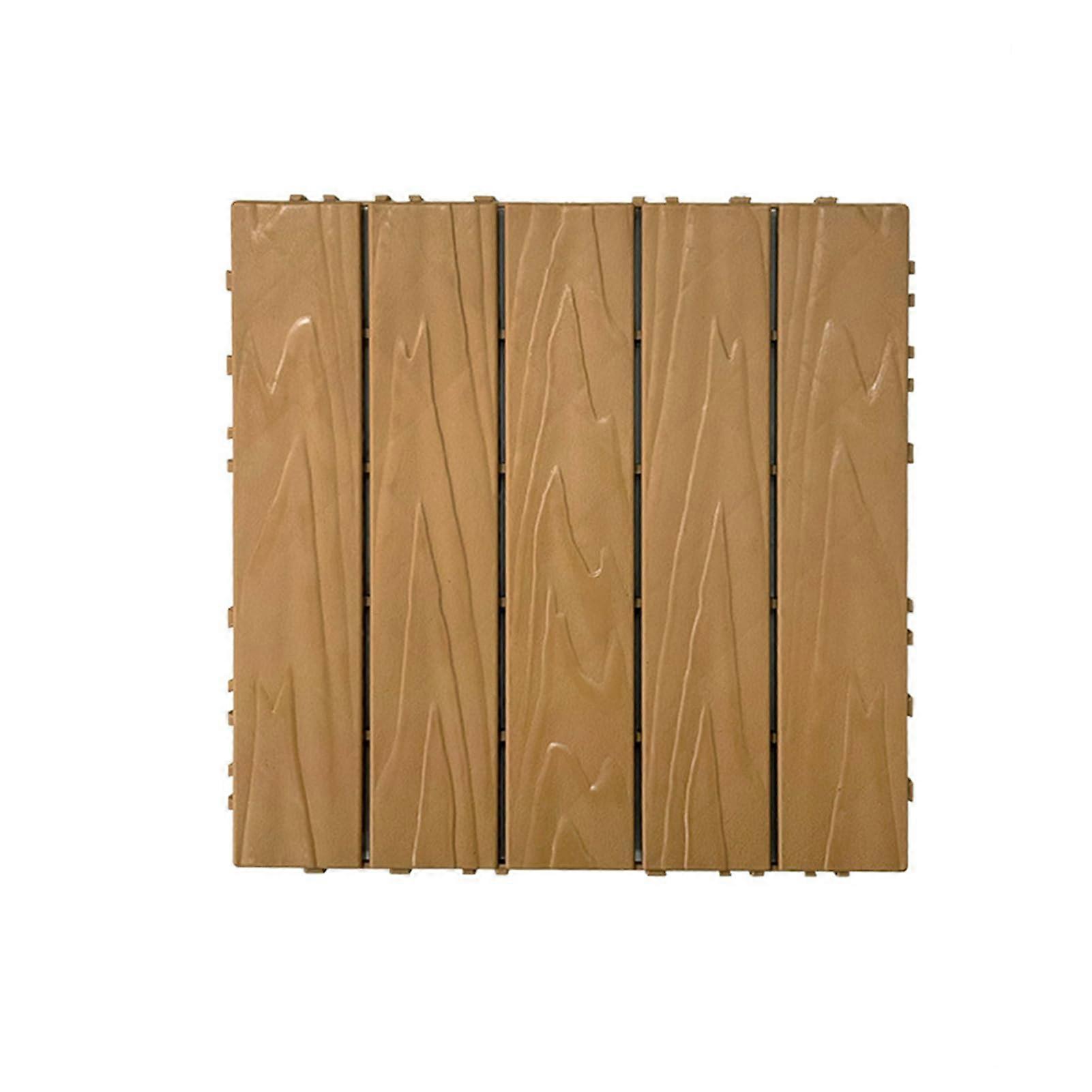 Interlocking Deck Tiles Waterproof SlipResistant Outdoor Patio Flooring Teak 8PCS