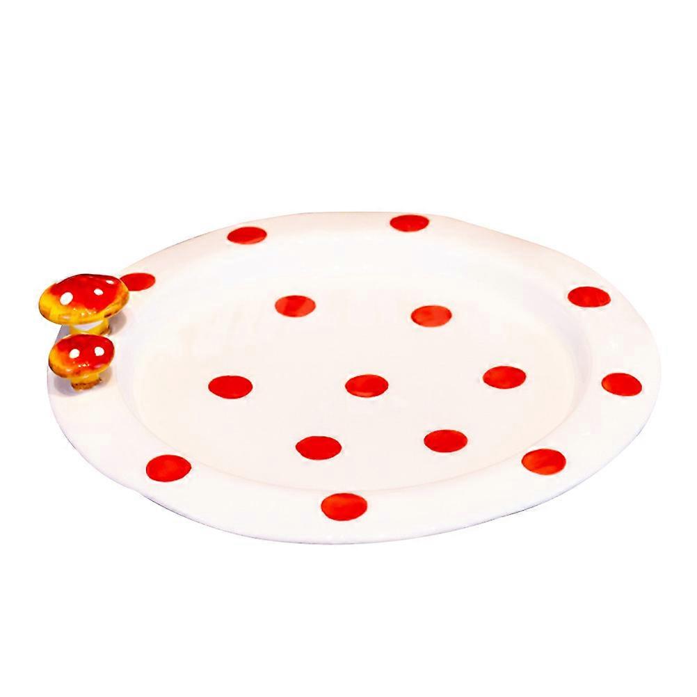 Hand-Painted Ceramic Plate for Serving 1 Piece Mushroom Bread Snack