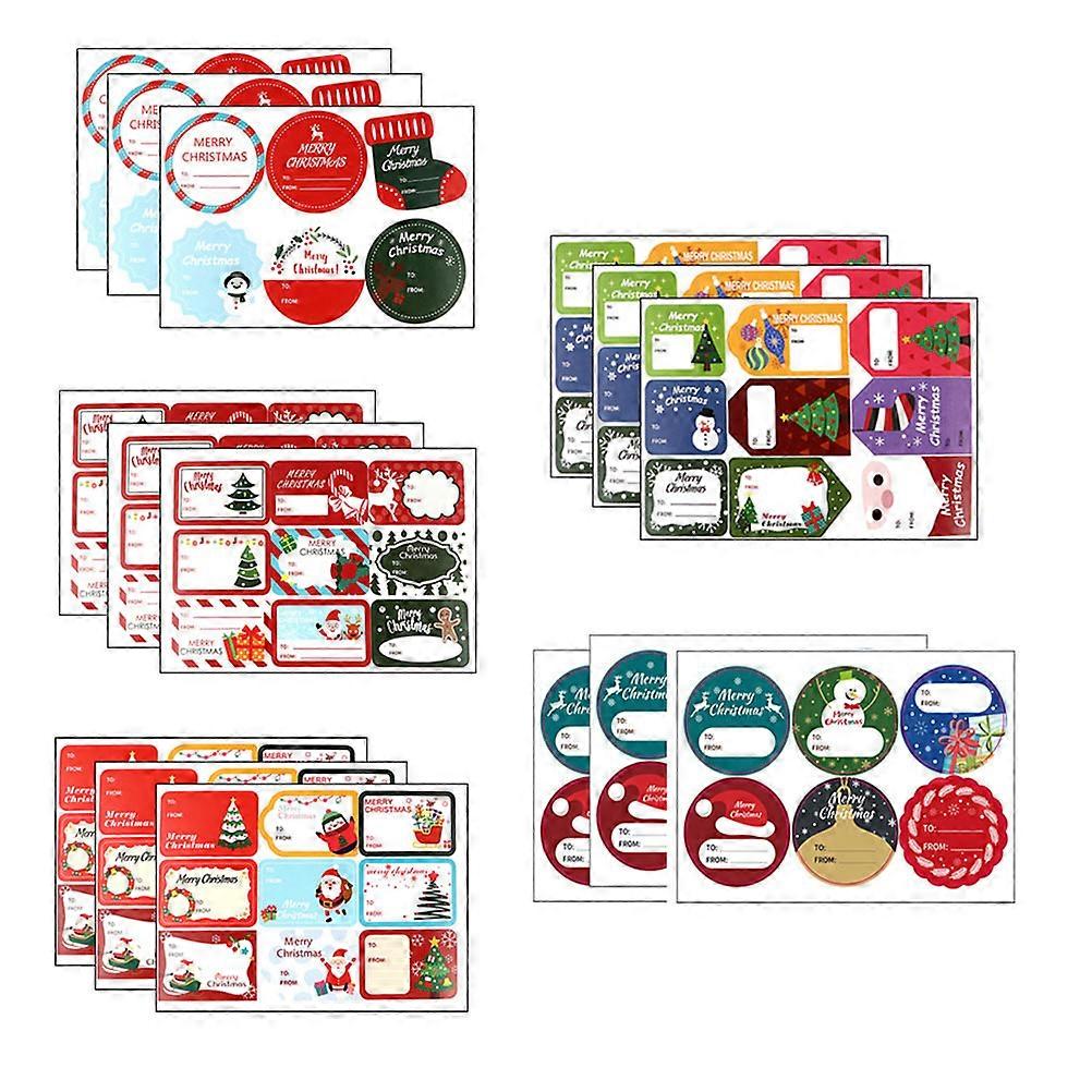 Chic Christmas Label Stickers for Gift Packaging Self Adhesive 15 Sheets