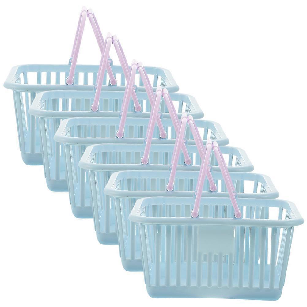 Sky-Blue Plastic Storage Basket for Desktop Organizers 6Pcs