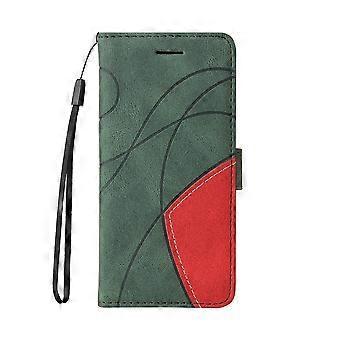 Case For Iphone 13 Mini Green Leather Two-tone Stitching No7732