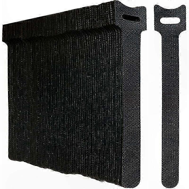 100-Pack Reusable Cable Ties, Black Hook and Loop Straps for Cable Organization and Management Solution