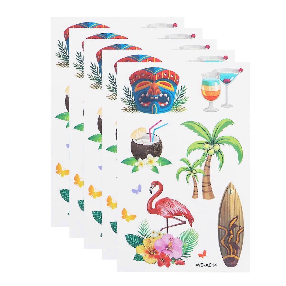 Hawaiian Sticker 10 Sheets Temporary Stickers for Decoration