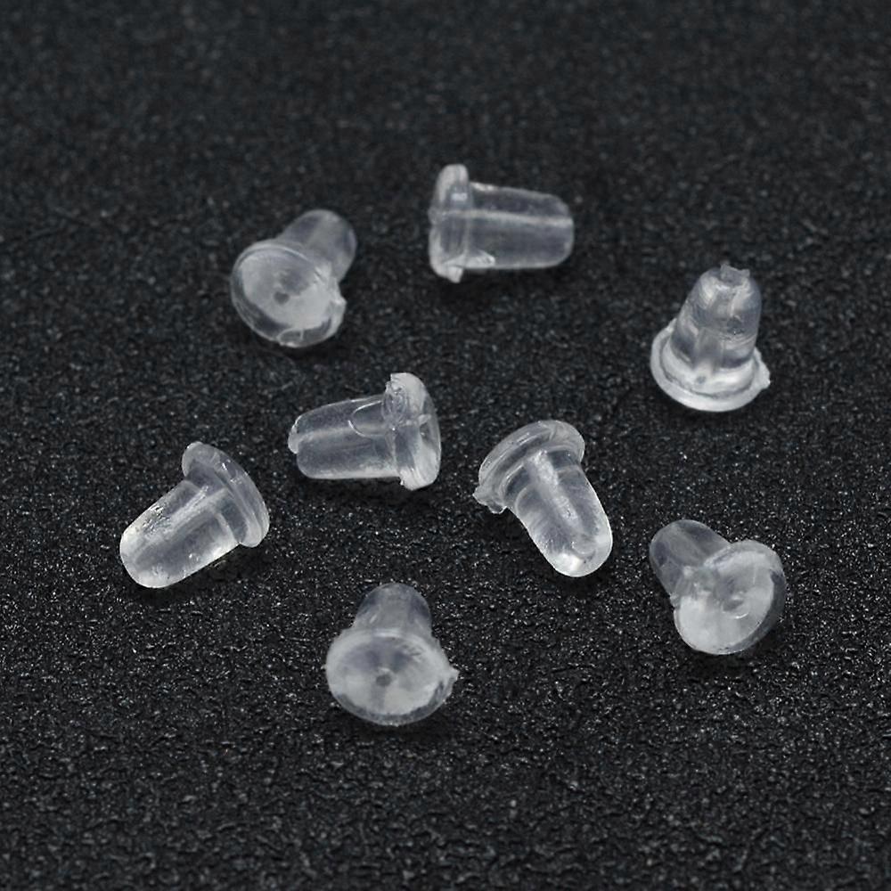 Eco-Friendly Plastic Ear Nuts Clear 5.5x4mm Hole: 0.5mm about 9000pcs/bag